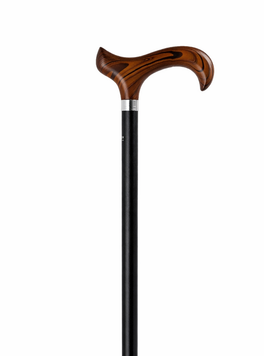 Höhenverstellbarer Leichtmetall-Gehstock, Gastrock, schwarz mit Derbygriff