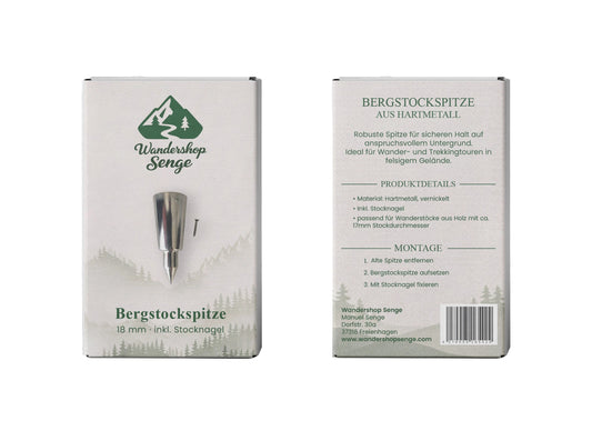 Bergstockspitze inkl. Stocknagel – für Holz-Wanderstöcke 18 mm | 20 mm | 22 mm