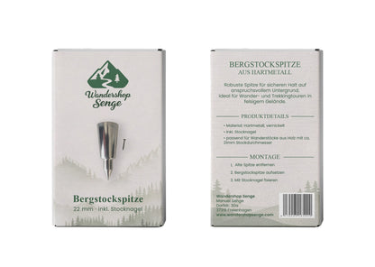 Bergstockspitze inkl. Stocknagel – für Holz-Wanderstöcke 18 mm | 20 mm | 22 mm