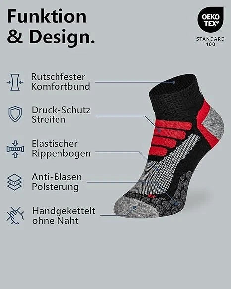 2 Paar Xtreme Wandersocken kurz Trekking Nordic Walking Größe 39-47